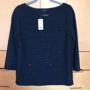 Banana Republic Navy Blue Stripe Sequin Sweater